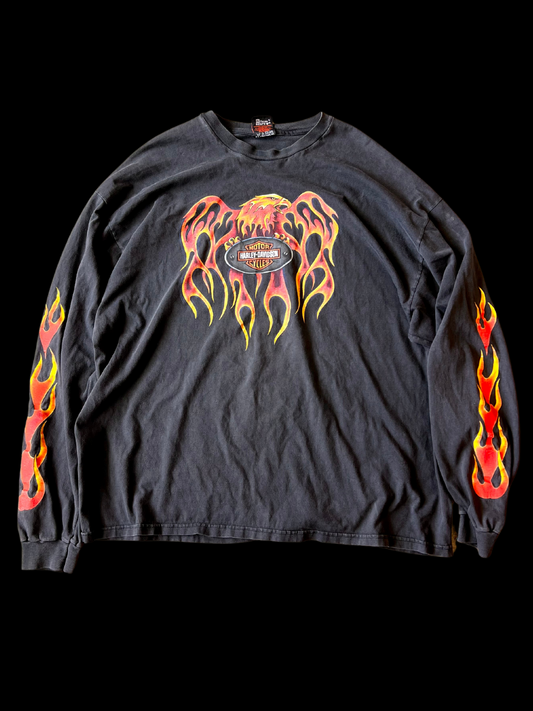 1990s Harley Davidsons Long Sleeve Flames Shirt